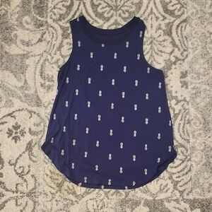 Zoe + Liv Dark Blue Pineapple Tank Top